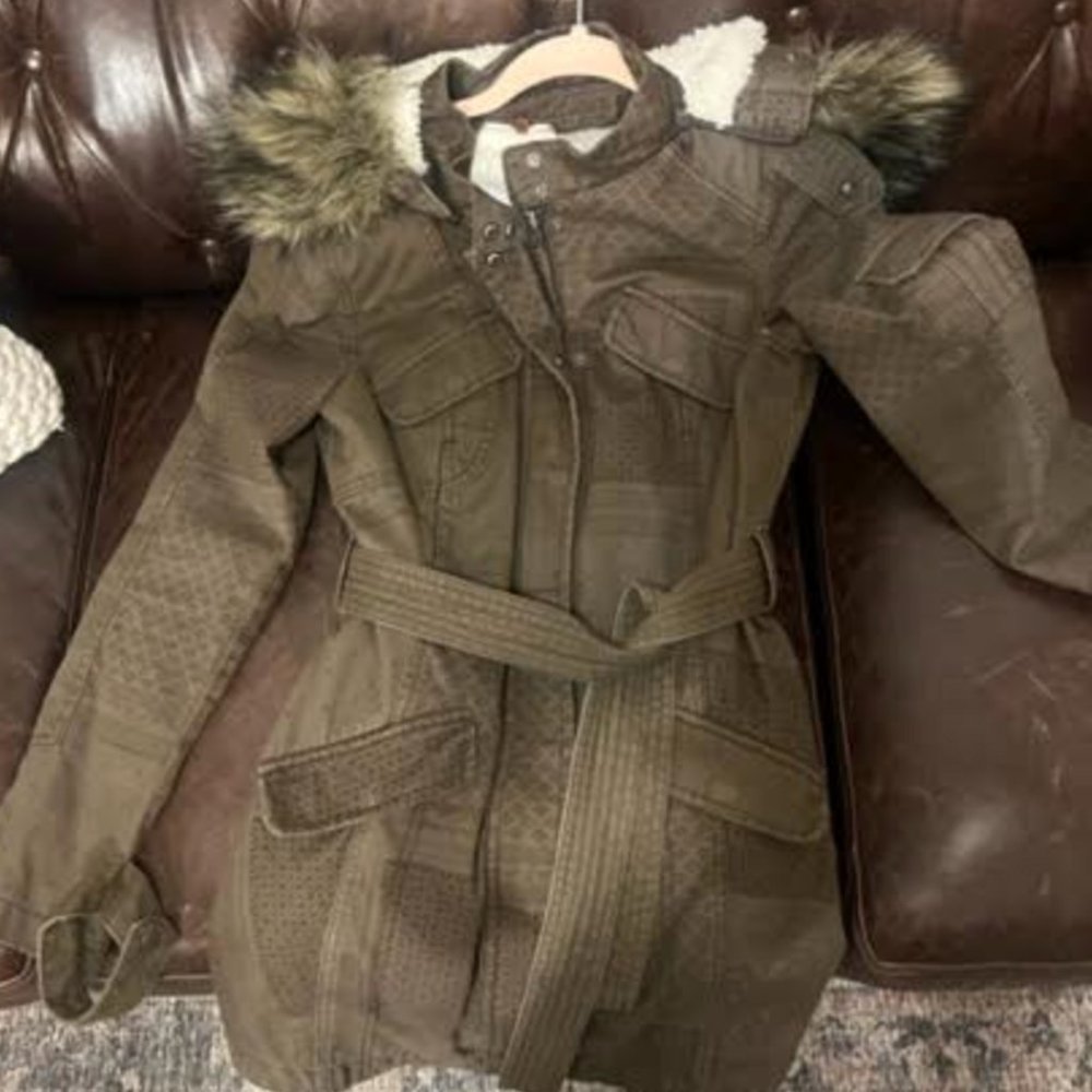 Anthropologie Size Small Fur Hood Dress